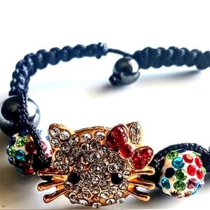 Hello Kitty Cubic Zirconia Adjustable Bracelet (Black)